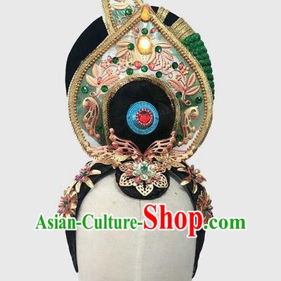 Chinese Classical Dance Wigs Headdress Tang Dynasty Beauty Dance Headpieces Traditional Stage Performance Hair Crown