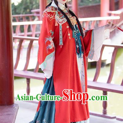China Traditional Ming Dynasty Palace Princess Historical Clothing Ancient Nobility Woman Wedding Hanfu Dress Garments