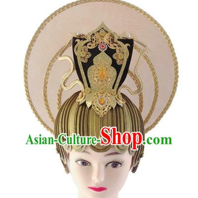 Chinese Male Stage Performance Headdress Ancient God Yellow Hat Classical Dance Hair Accessories