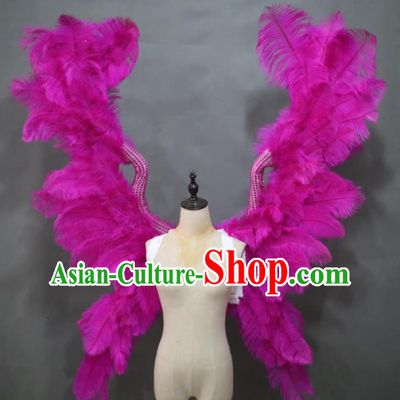 Custom Catwalks Butterfly Wings Cosplay Angel Giant Accessories Miami Stage Show Deluxe Rosy Feather Wings Christmas Performance Props