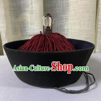Chinese Traditional Mandarin Headwear Qing Dynasty Official Hat Ancient County Magistrate Headdress