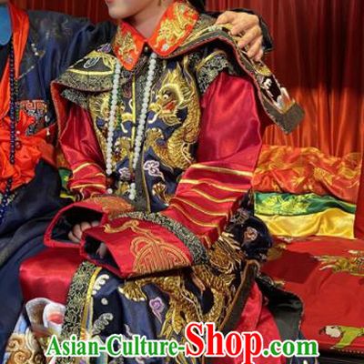 China Qing Dynasty Empress Historical Clothing Ancient Wedding Garment Costumes Queen Embroidered Dress Apparels