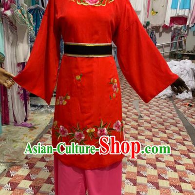 China Beijing Opera Young Male Red Outfits Traditional Opera Bridegroom Clothing Shaoxing Opera Garment Costumes