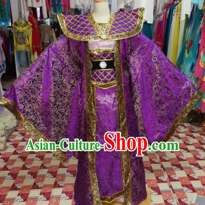 China Beijing Opera Purple Official Robe Uniforms Traditional Opera Prefecture Clothing Guangdong Opera Male Garment Costumes