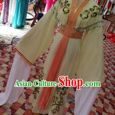 China Traditional Peking Opera Hua Tan Clothing Ancient Fairy Garment Costumes Guangdong Opera Actress Yellow Dress Outfits