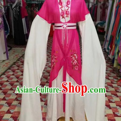 China Huangmei Opera Actress Rosy Dress Outfits Traditional Peking Opera Xiaodan Clothing Ancient Village Girl Garment Costumes