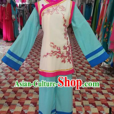 China Traditional Peking Opera Xiaodan Clothing Ancient Servant Girl Garment Costumes Chao Opera Village Lady Dress Outfits