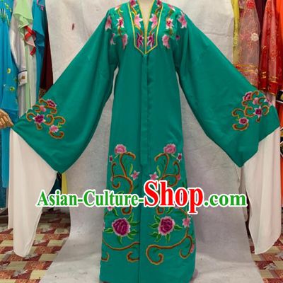 China Beijing Opera Xiaosheng Embroidered Green Robe Traditional Opera Scholar Clothing Henan Opera Young Male Garment Costumes