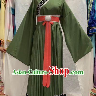 China Peking Opera Laodan Clothing Ancient Old Dame Garment Costume Shaoxing Opera Elderly Woman Green Dress Outfits