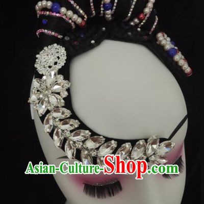 China Heilongjiang Minority Dance Hairpieces Ewenki Ethnic Performance Headdress Owenk Nationality Folk Dance Wigs Chignon Hair Accessories