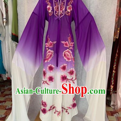China Peking Opera Diva Clothing Ancient Princess Garment Costume Shaoxing Opera Actress Purple Dress Outfits