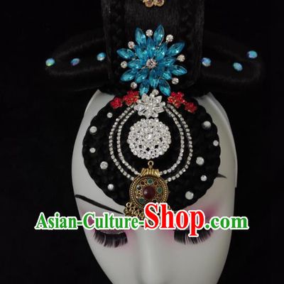 Chinese Court Dance Wigs Chignon Woman Fairy Dance Hair Accessories Stage Performance Hairpieces Classical Dance Headdress