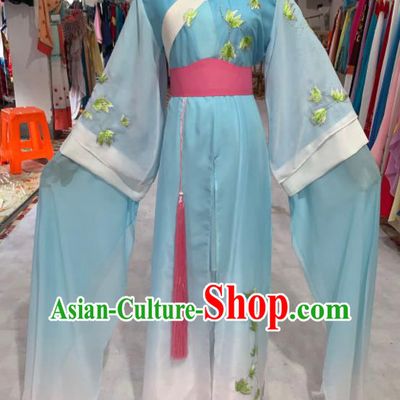 China Shaoxing Opera Diva Light Blue Dress Outfits Peking Opera Hua Tan Clothing Ancient Noble Lady Garment Costume
