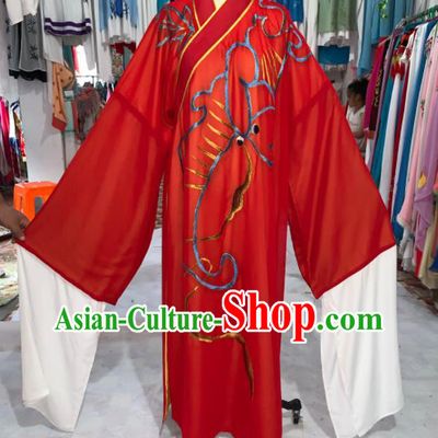 China Traditional Opera Bridegroom Clothing Shaoxing Opera Young Male Garment Costumes Beijing Opera Xiaosheng Embroidered Red Robe