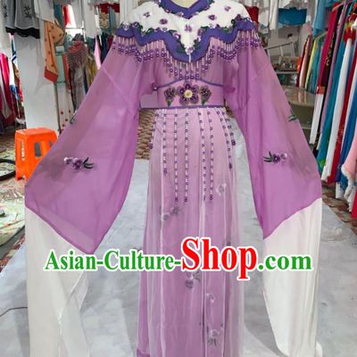 China Peking Opera Hua Tan Clothing Ancient Palace Lady Garment Costume Shaoxing Opera Diva Purple Dress Outfits