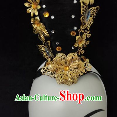 Chinese Stage Performance Hairpieces Classical Dance Headdress Court Dance Wigs Chignon Woman Hanfu Dance Hair Accessories