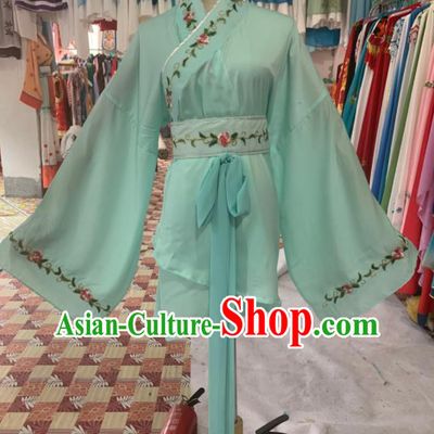 China Peking Opera Diva Clothing Ancient Palace Lady Garment Costumes Shaoxing Opera Actress Light Green Dress