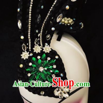 Chinese Goddess Dance Wigs Chignon Woman Beauty Dance Hair Accessories Stage Performance Hairpieces Classical Dance Headdress