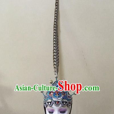 Chinese Stage Performance Feather Headpieces Classical Dance Headdress Opera Dance Hair Crown Woman Group Dance Hair Accessories