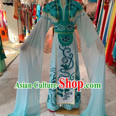China Ancient Princess Garment Costumes Huangmei Opera Fairy Light Blue Dress Outfits Peking Opera Hua Tan Clothing