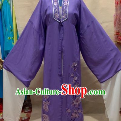 China Henan Opera Young Male Garment Costumes Beijing Opera Xiaosheng Embroidered Purple Robe Traditional Opera Scholar Clothing