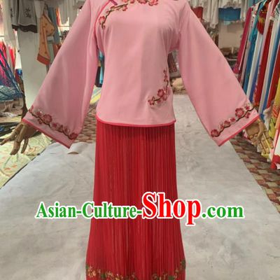 China Ancient Young Lady Garment Costumes Shaoxing Opera Actress Dress Outfits Traditional Peking Opera Village Girl Clothing