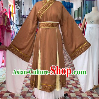 China Ancient Elderly Woman Garment Costumes Shaoxing Opera Old Dame Brown Dress Outfits Traditional Peking Opera Laodan Clothing