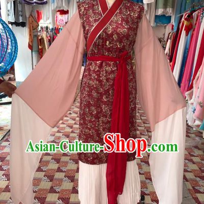 China Shaoxing Opera Old Maidservant Wine Red Dress Outfits Traditional Peking Opera Laodan Clothing Ancient Elderly Woman Garment Costumes