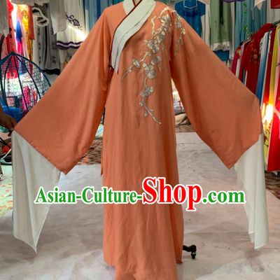 China Shaoxing Opera Scholar Garment Costume Beijing Opera Niche Embroidered Orange Robe Uniforms Traditional Opera Young Man Clothing