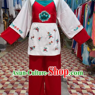 China Ancient Country Woman Garment Costumes Shaoxing Opera Village Lady Red Outfits Traditional Peking Opera Xiaodan Clothing