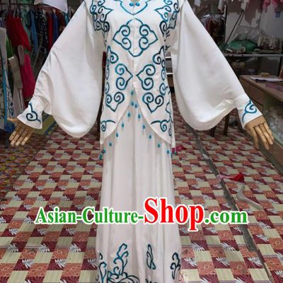 China Shaoxing Opera Diva White Dress Outfits Traditional Peking Opera Hua Tan Clothing Ancient Young Beauty Garment Costumes