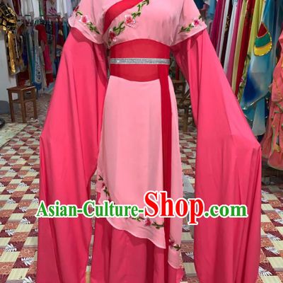 China Traditional Peking Opera Actress Clothing Ancient Palace Lady Garment Costumes Huangmei Opera Court Maid Rosy Dress Outfits