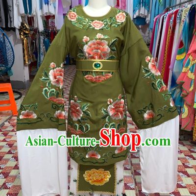 China Shaoxing Opera Countess Green Dress Outfits Traditional Peking Opera Laodan Clothing Ancient Elderly Woman Garment Costumes