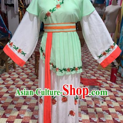 China Traditional Peking Opera Xiaodan Clothing Ancient Servant Girl Garment Costumes Shaoxing Opera Young Lady Dress Outfits