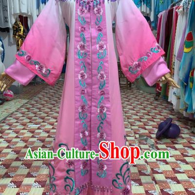 China Ancient Princess Garment Costumes Shaoxing Opera Diva Pink Dress Outfits Traditional Peking Opera Hua Tan Clothing