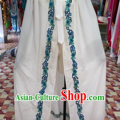 China Beijing Opera Xiaosheng White Mantle Traditional Opera Scholar Cloak Clothing Shaoxing Opera Childe Garment Costume