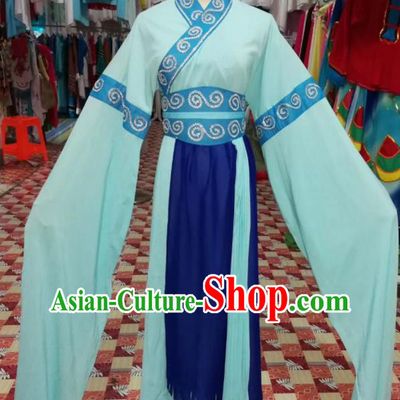 China Traditional Peking Opera Actress Clothing Ancient Village Girl Garment Costumes Shaoxing Opera Country Lady Blue Dress Outfits