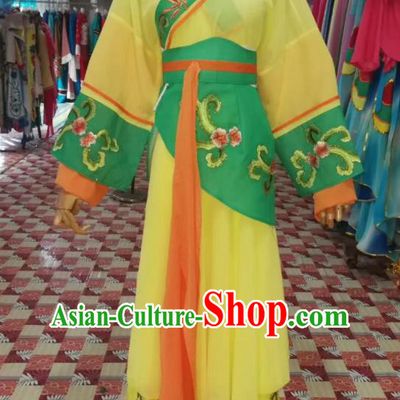 China Shaoxing Opera Country Lady Yellow Dress Outfits Traditional Peking Opera Xiaodan Clothing Ancient Village Girl Garment Costumes