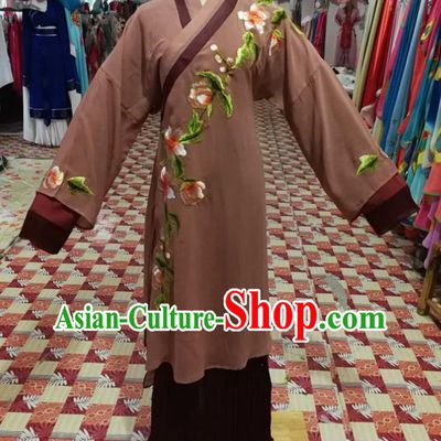 China Ancient Elderly Female Garment Costumes Shaoxing Opera Woman Matchmaker Brown Dress Outfits Traditional Peking Opera Laodan Clothing