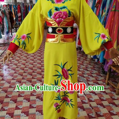 China Beijing Opera Wusheng Yellow Robe Uniforms Traditional Opera General Clothing Shaoxing Opera Soldier Garment Costumes