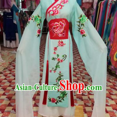 China Traditional Peking Opera Diva Clothing Ancient Fairy Garment Costumes Huangmei Opera Goddess Light Green Dress Outfits
