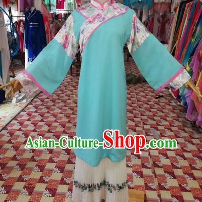 China Traditional Peking Opera Actress Clothing Ancient Young Mistress Garment Costumes Shaoxing Opera Diva Blue Dress Outfits