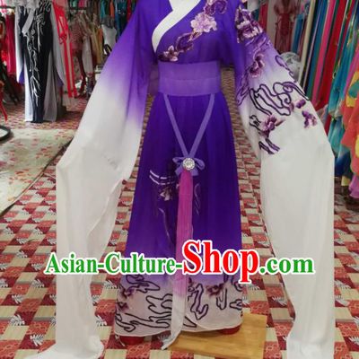 China Traditional Peking Opera Diva Clothing Ancient Young Mistress Garment Costumes Shaoxing Opera Actress Purple Water Sleeve Dress Outfits