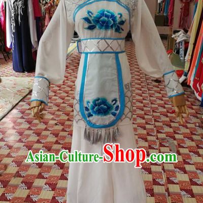 China Traditional Peking Opera Wudan Clothing Ancient Swordswoman Garment Costumes Shaoxing Opera Actress White Dress Outfits