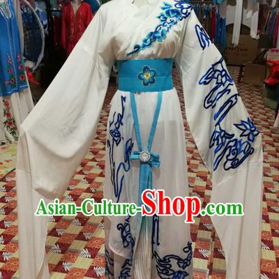 China Traditional Peking Opera Hua Tan Clothing Ancient Noble Mistress Garment Costumes Guangdong Opera Young Beauty White Dress Outfits