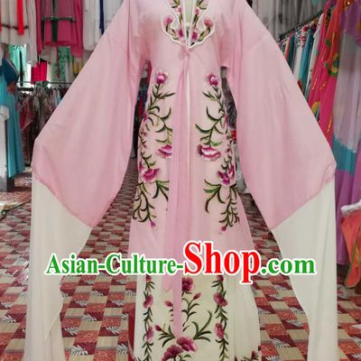 China Shaoxing Opera Young Beauty Pink Dress Outfits Traditional Peking Opera Qingyi Clothing Ancient Princess Garment Costumes