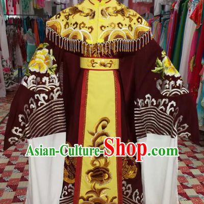 China Ancient Queen Mother Garment Costumes Shaoxing Opera Elderly Woman Dress Outfits Traditional Peking Opera Laodan Clothing