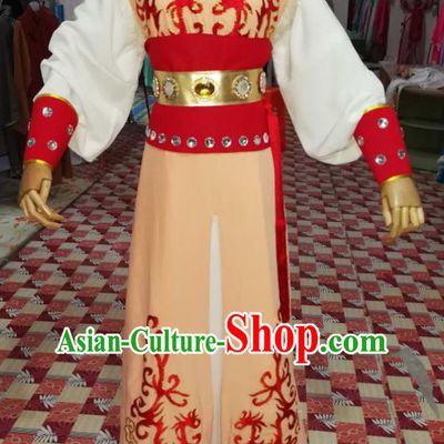 China Shaoxing Opera Swordsman Garment Costumes Beijing Opera Wusheng Yellow Robe Uniforms Traditional Opera General Clothing