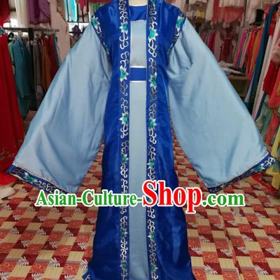 China Beijing Opera Xiaosheng Blue Robe Uniforms Traditional Opera Young Male Clothing Shaoxing Opera Childe Garments