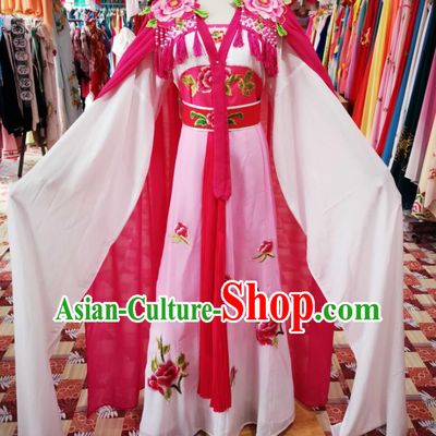 China Traditional Peking Opera Hua Tan Clothing Ancient Young Beauty Garment Costumes Shaoxing Opera Palace Lady Pink Dress Outfits